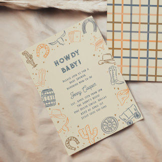 Hallo Baby Western Cowboy Baby Shower Einladung