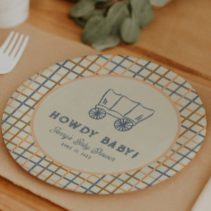 Hallo Baby Western Cowboy Baby Shower Pappteller