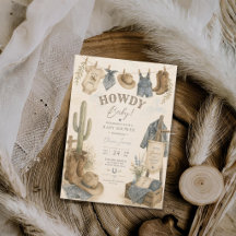 Hallo Baby Western Wüsten-Baby-Party-Einladung
