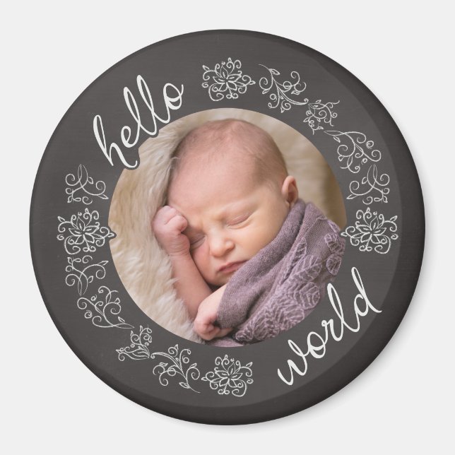 Hallo Baby's erste Personalisierte Chalkboard Magnet (Vorne)