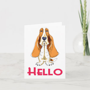 Hallo Basset Hound Welpen-Hund Notizkarte Karte