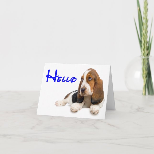 Hallo Basset Hound Welpen Hundenkarte Karte (Vorderseite)
