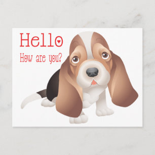 Hallo Basset Hound Welpenhund Rot Ich denke an Dic Postkarte