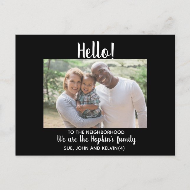 Hallo, bearbeitbar Wir sind neu auf dem Nachbarsch Postkarte (Vorderseite)