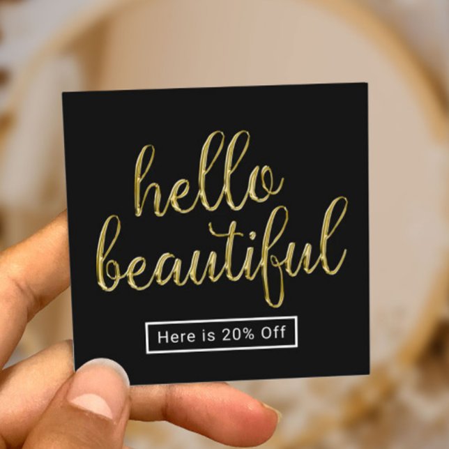 Hallo Beautiful 3D Gold Script Salon Referenz Empfehlungskarte (Von Creator hochgeladen)
