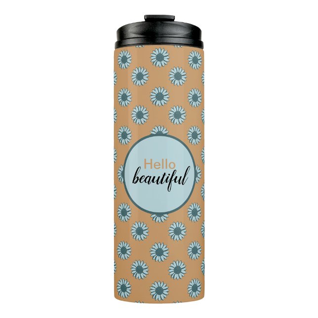 Hallo Beautiful Blue Sunblumen Thermosbecher (Hello Beautiful Blue Sunflowers Thermal Tumbler from Studio Posies. )