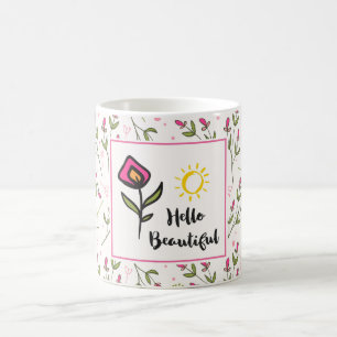 Hallo Beautiful Hübsch Pink Orange Wildlflower Kaffeetasse