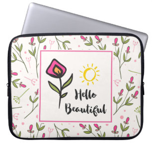 Hallo Beautiful Hübsch Pink Orange Wildlflower Laptopschutzhülle