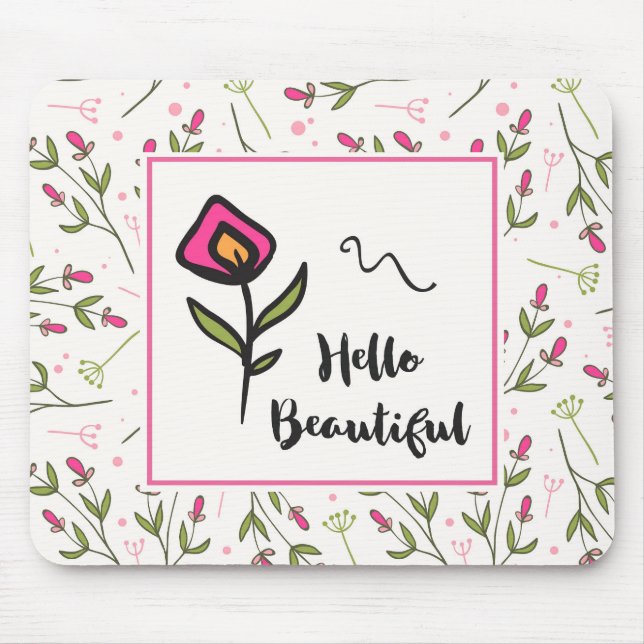 Hallo Beautiful Hübsch Pink Orange Wildlflower Mousepad (Vorne)