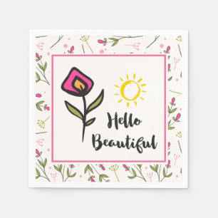 Hallo Beautiful Hübsch Pink Orange Wildlflower Serviette