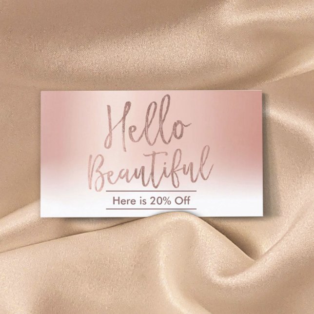 Hallo Beautiful Rose Gold Pastel Salon Referendum Empfehlungskarte (Von Creator hochgeladen)