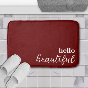 Hallo Beautiful Typografie White & Dark Red Badematte