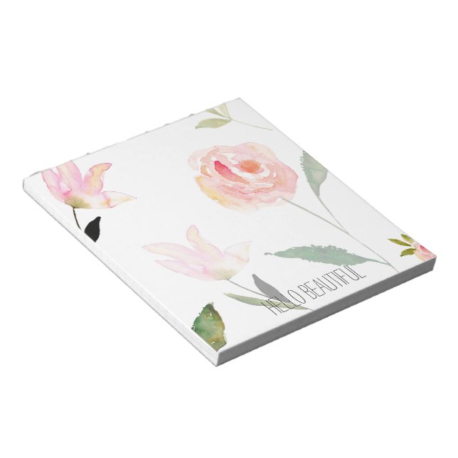 Hallo Beautiful Watercolor Floral Notizblock (angewinkelt)