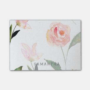 Hallo Beautiful Watercolor Floral Post-it Klebezettel