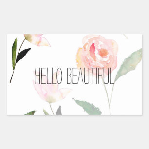 Hallo Beautiful Watercolor Floral Rechteckiger Aufkleber