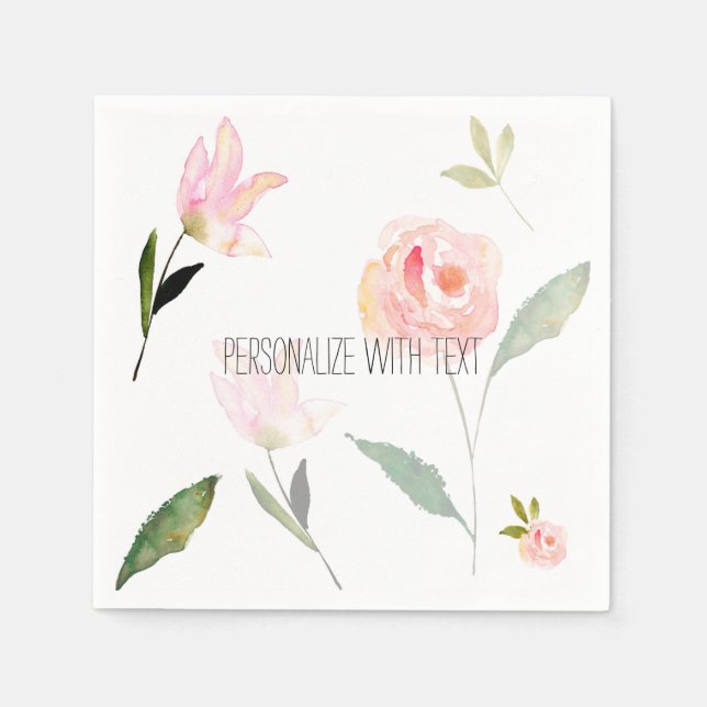 Hallo Beautiful Watercolor Floral Serviette (Vorderseite)