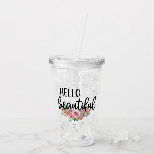 Hallo Beautiful Watercolor Rose Typografie Moderne Acryltrinkbecher
