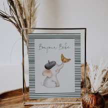 Hallo, Bebe Paris French Baby Shower Sign