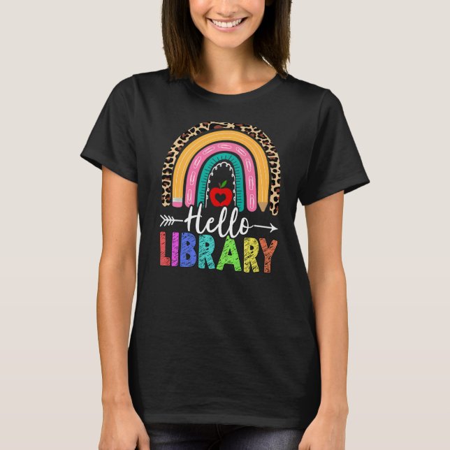 Hallo Bibliothekslehrer Rainbow Leopard zurück nac T-Shirt (Vorderseite)