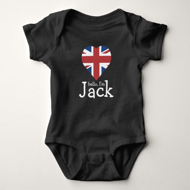Hallo bin ich Jack! Gewerkschafts-Jackherzflagge Baby Strampler (Vorderseite)