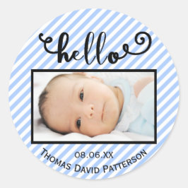hallo blaue Streifen/Foto - Circle Sticker