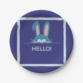 Hallo blauer Osterhase Pappteller
