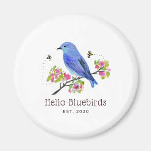 Hallo Bluebirds Magnet - Weiß
