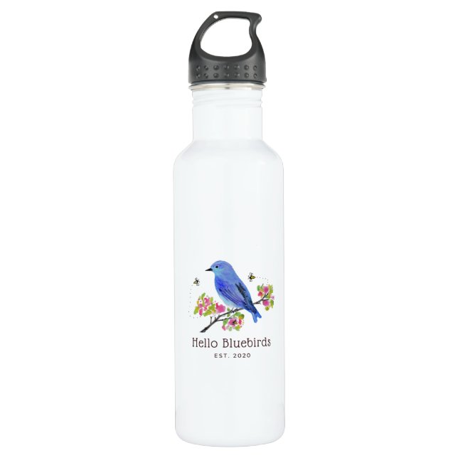 Hallo Bluebirts Wasserflasche - weiß Edelstahlflasche (Vorderseite)