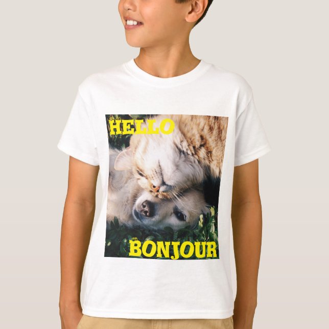 Hallo, Bonjour T-Geschichten T - Shirt (Vorderseite)