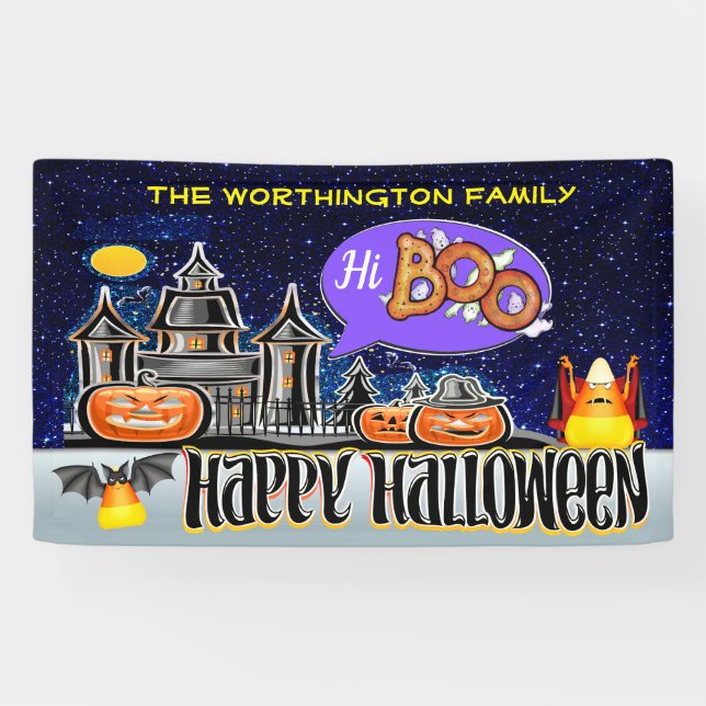 Hallo Boo! Frohe Halloween! Banner (Horizontal)