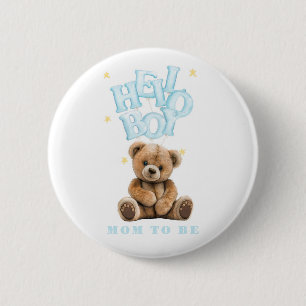 Hallo Boy Balloon Teddy Bear Boy Baby Dusche Button