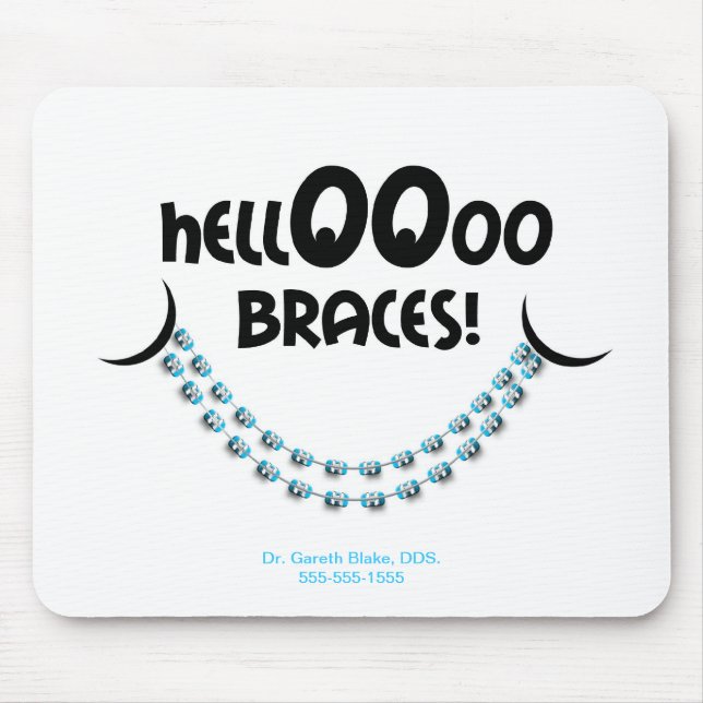 Hallo Braces Blue Orthodontist Patientengeschenk C Mousepad (Vorne)