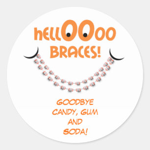 Hallo Braces Orange Orthodontist Patientin Erinner Runder Aufkleber