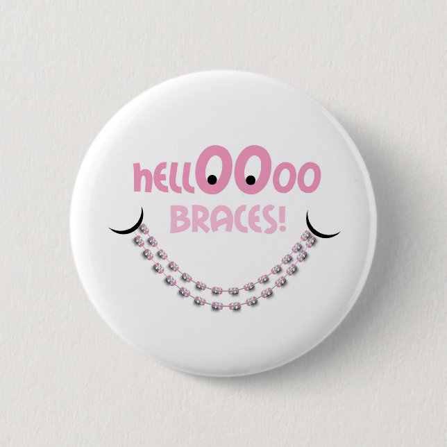 Hallo Braces Pink Button (Vorderseite)