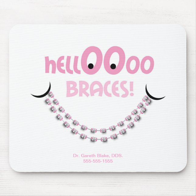 Hallo Braces Pink Orthodontist Geschenk des Patien Mousepad (Vorne)