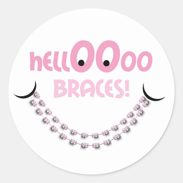 Hallo Braces Pink Runder Aufkleber (Vorderseite)