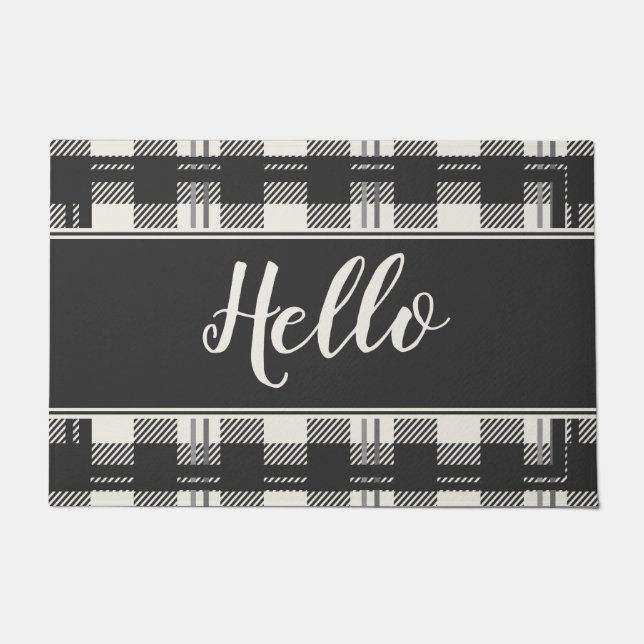 Hallo Buffalo Kariert Doormat Design Fußmatte (Vorderseite)