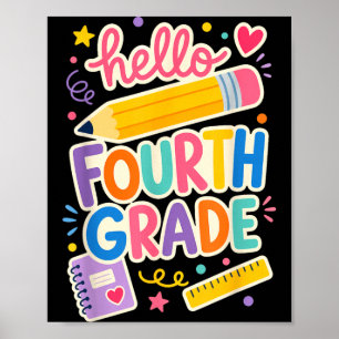 Hallo bunte Viertklässler Zurück zur Schule Kinder Poster