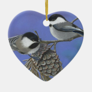 Hallo Chickadees Keramik Ornament