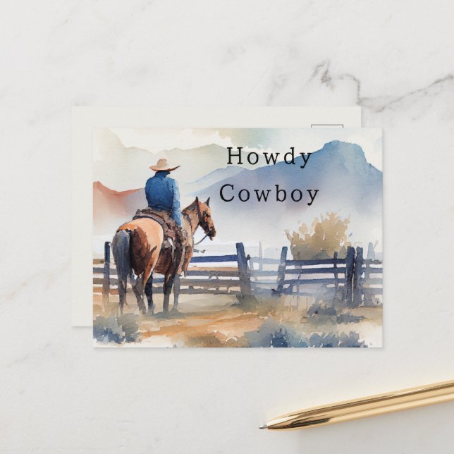 Hallo Cowboy Pferd Postkarte (Vorderseite/Rückseite Beispiel)