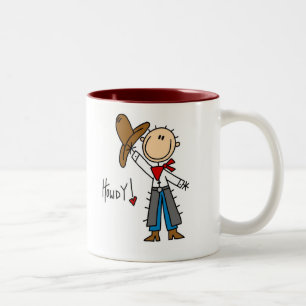 Hallo! Cowboy-Strichmännchen-Tasse Zweifarbige Tasse