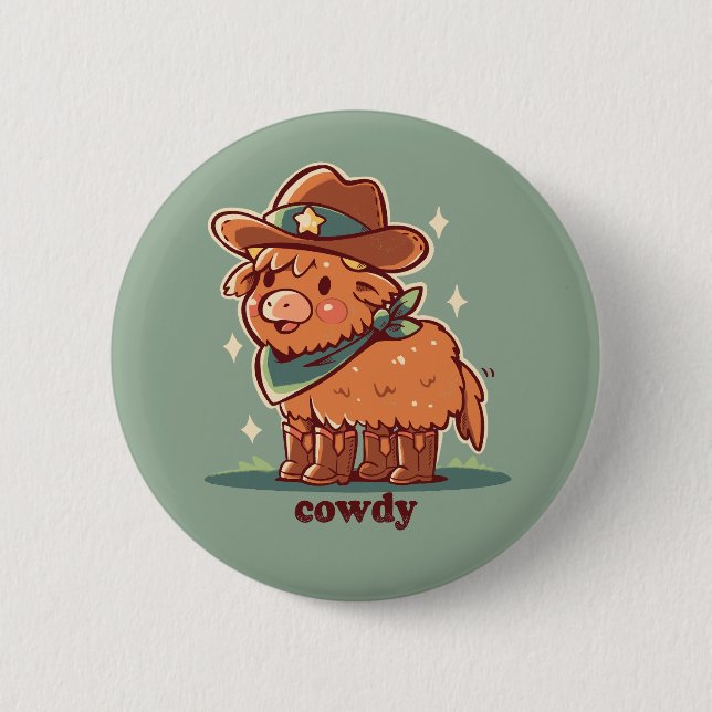Hallo Cowdy Button (Vorderseite)