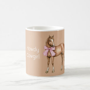 Hallo Cowgirl Pferd Rosa Schleife Kaffeetasse