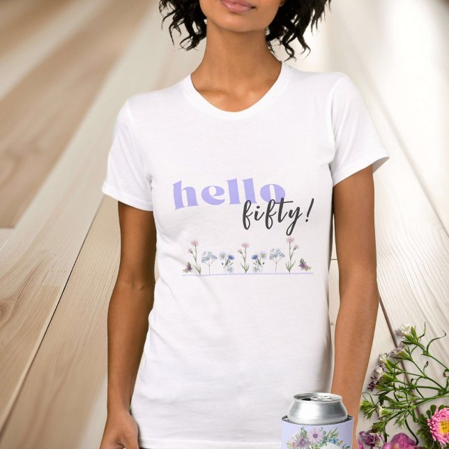 Hallo (Custom AGE) - Lavendelflorale Geburtstag T-Shirt (Von Creator hochgeladen)