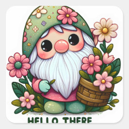 Hallo da Gnome Sticker: Ein Freund Quadratischer Aufkleber