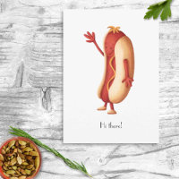 Hallo da Minimalistischer Hot Dog mit Senf Cartoon