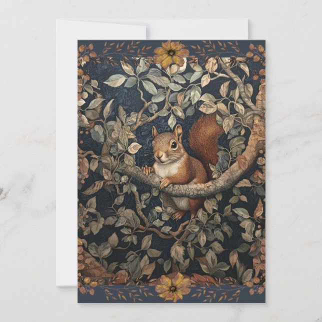 Hallo Da Red Eichhörnchen in einem Baum Einladung (Vorderseite)