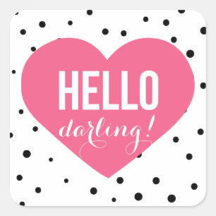 Hallo Darling Heart   Polka Dots Sticker