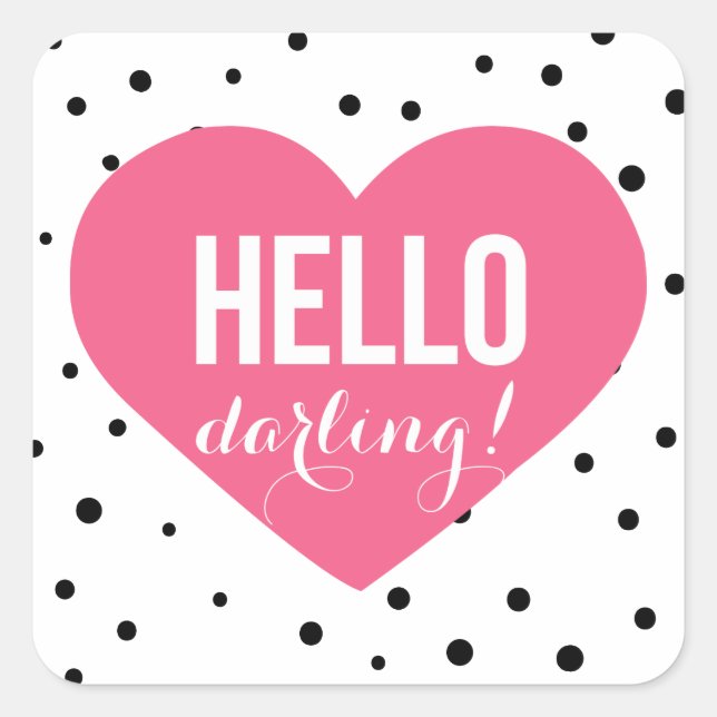 Hallo Darling Heart | Polka Dots Sticker (Vorderseite)