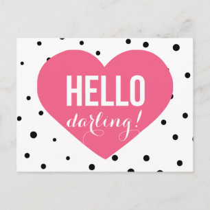 Hallo Darling   Polka Dots Grußkarte Postkarte